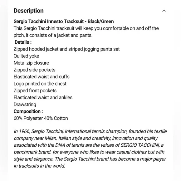 Sergio Tacchini Black and Gray Performance Set with Green Accents - Picture 12 of 12